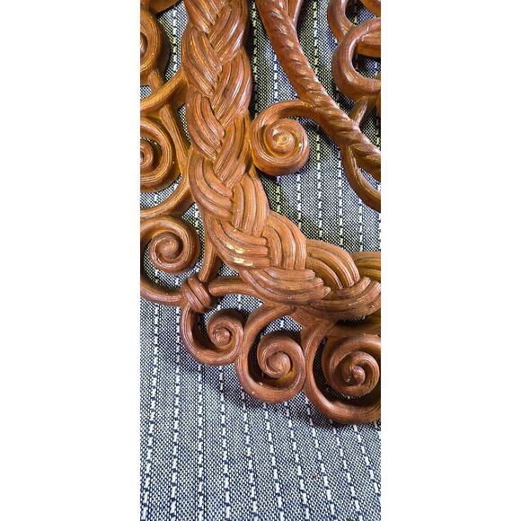 Vintage 1970s Faux Wicker Wall Hanging - Picture 4 of 9